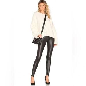 Spanx Black Faux Leather High Rise Compression Leggings – Size Medium